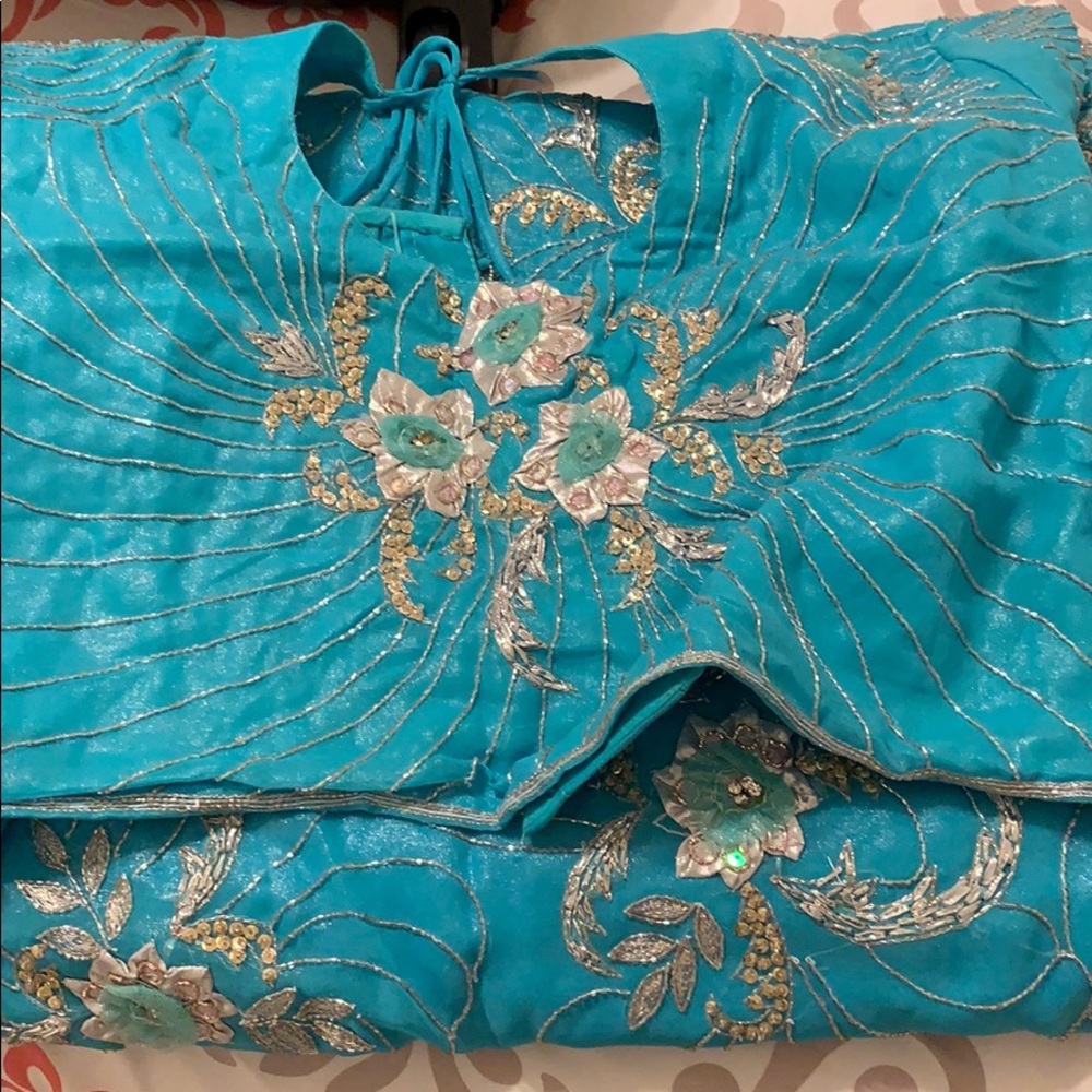Blue sari (brand new) with inside slip